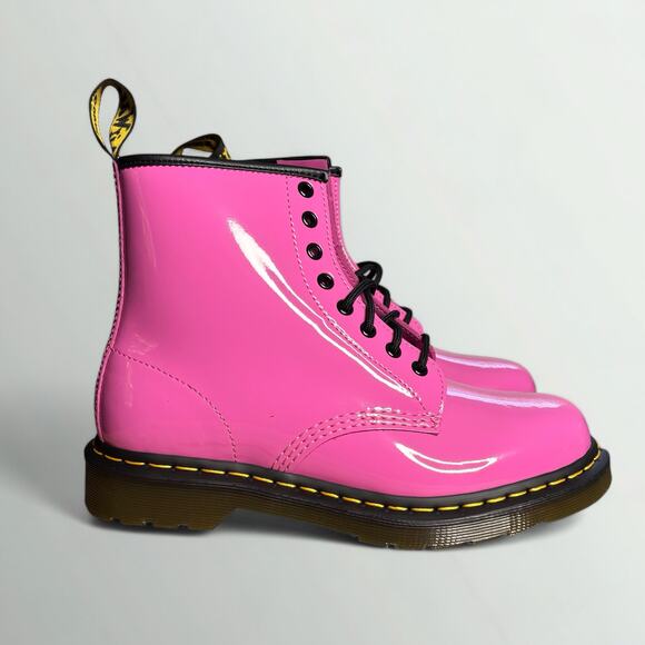 NIB - Dr. Martens Unisex 1460 Patent Leather 8 Eye Boot in Thrift Pink - Picture 2 of 8